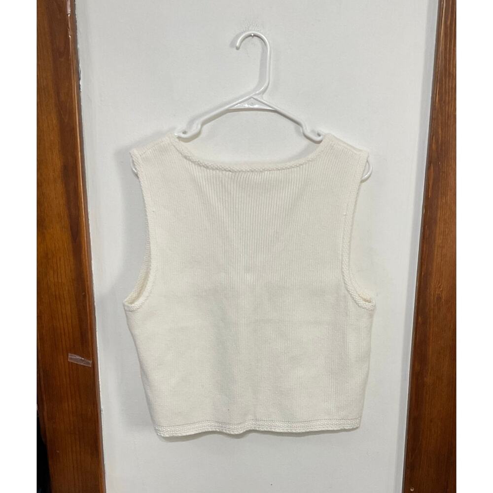 ABERCROMBIE & FITCH White Mara Sleeveless Knit Vest Gold Tone Buttons Size XL - Picture 2 of 7